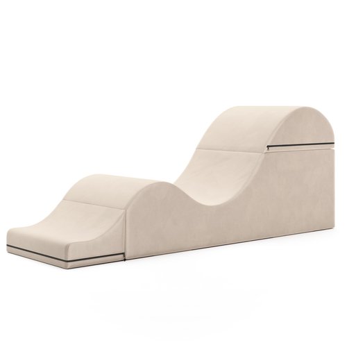 Avana Kami Convertible Chaise/Bed Bench for Yoga & Massage - 2-in-1 End of Bed Ottoman with Concealed Fold Out Yoga Lounge Chair, 18" Wide, Microvelvet Bone Ivory