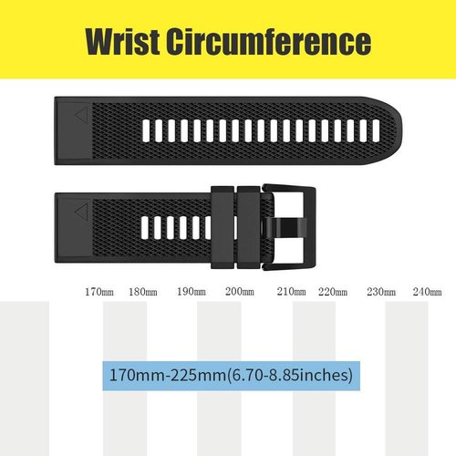 NotoCity Compatible Fenix 5X Band 26mm Width Soft Silicone Watch Strap for Fenix 8 51mm/Fenix 6X/Fenix 7X/Fenix 5X Plus/Fenix 6X Pro/Fenix 3/Fenix 3 HR/Tactix/Descent MK1/D2 Delta PX/D2 Charlie-Black