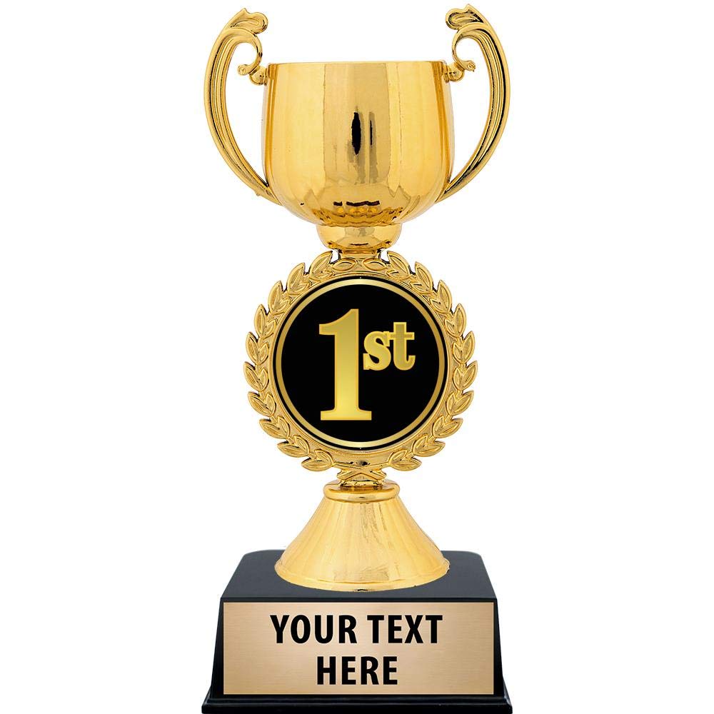 Crown Awards Personalized 1st Place Trophy, 7.25" Gold Cup 1st Place Trophies with Free Custom Engraving 1 Pack Prime