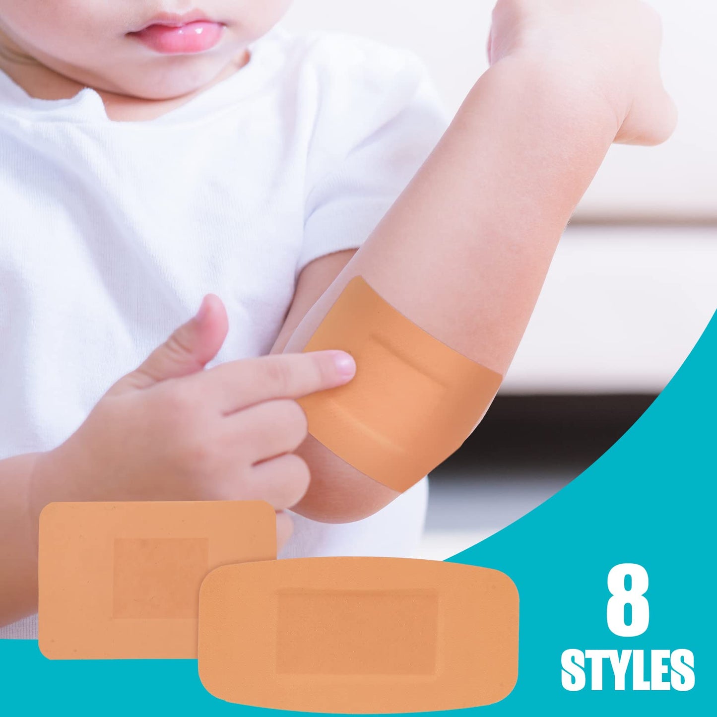 Lounsweer 720 Pcs Assorted Bandage Bulk Variety Pack Flexible Adhesive Breathable Bandage for Waterproof Fingertip Wound Care Face Arm Scrape Knee Multi Size First Aid Kit Refill(Multi Styles,Brown)