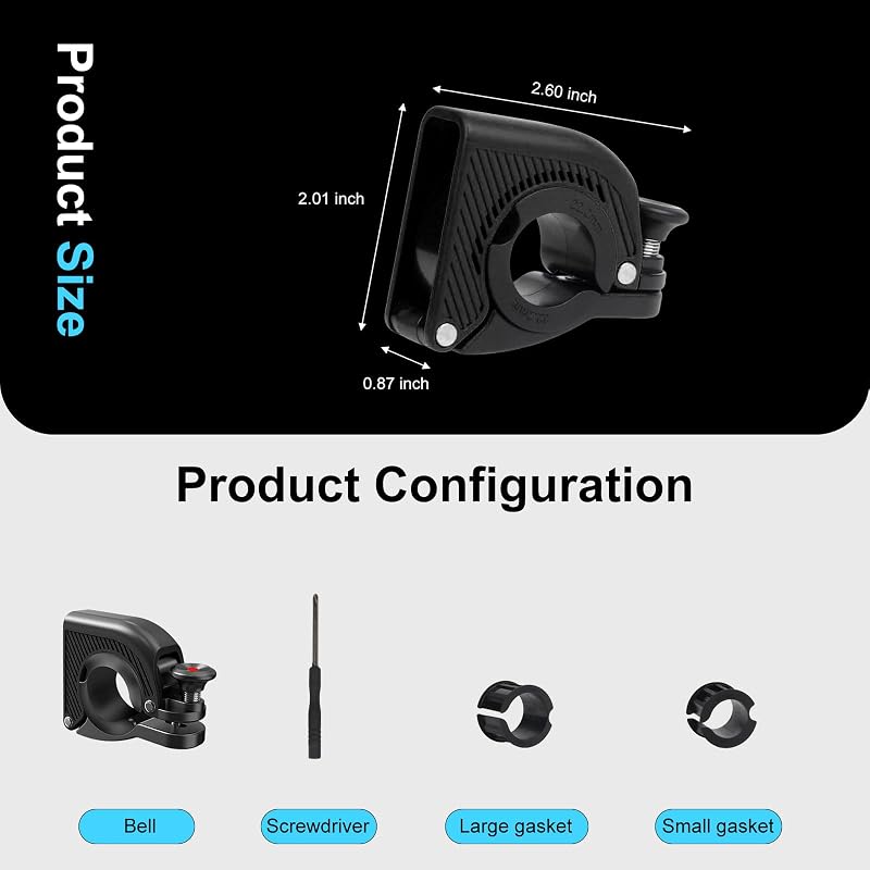 Bike Horn with Aluminum Casing 90dB - Fits 22.2–31.8mm Handlebars, Black