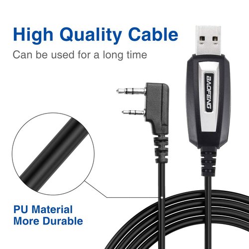 USB Baofeng Programming Cable CH340 Chip Compatible With Baofeng UV-5R BF-F8HP Pro 5RM GM-15PRO UV-32 GMRS UV-5G Plus GM21 K5PLUS AR-152 UV-21R Quansheng UV-K5 8 Ham Radio Accessories