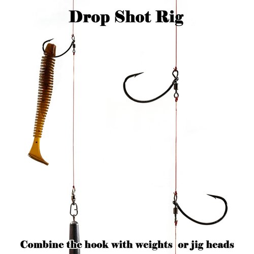 FishTrip Drop Shot Hooks Fishing Rig, 25pcs Drop Shot Rig with Swivel Saltwater Freshwater Sizes 3