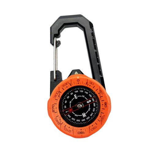 QSTDGVPW Hiking Compass Multifunctional Compact Climbing Compass Accurate with Carabiner for Survival Emergency Mountaineering Camping, Orange