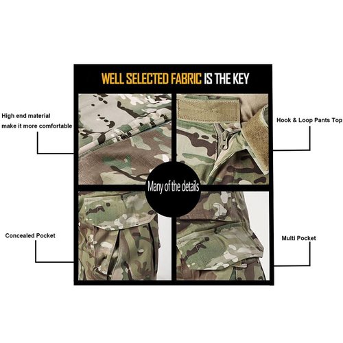 H World Shopping Military Army Tactical Airsoft Paintball Shooting Pants Combat Men Pants with Knee Pads Woodland (Small)