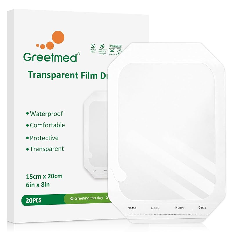 Transparent Film Dressing 6" x 8" (20pcs) - Waterproof Wound Cover, Breathable Adhesive Patch