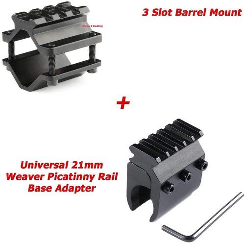 360 Tactical Single Rail Three Slot Barrel Mount Weave Picatinny Weaver Barrel Mount 3 Slot (Barrel Mount & Universal 21mm Weaver Rail)