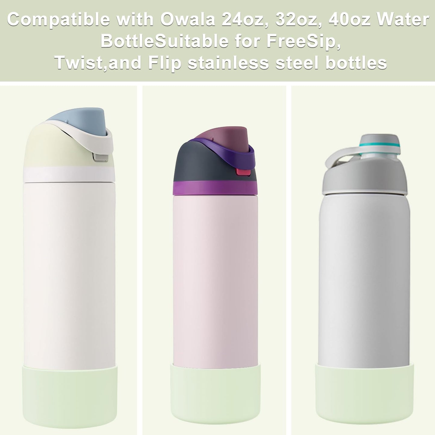 Affute Silicone Boot for Owala Water Bottle 24 oz, Anti-Slip Protective Sleeve for FreeSip/Twist/Flip Water Bottles, BPA Free, Bottom Bumper Cover Protects Water Bottles from Scratches(Iced Breeze)