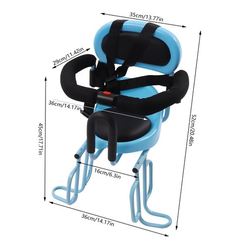 XUFOPLY Rear Child Bike Seat, Back Mounted Kids Carrier Bicycle Seat Rear Frame Mounted Bike Seats with Seats Cushion & Foot Pedal for Adult Bike Ebikes Attachment (Blue)