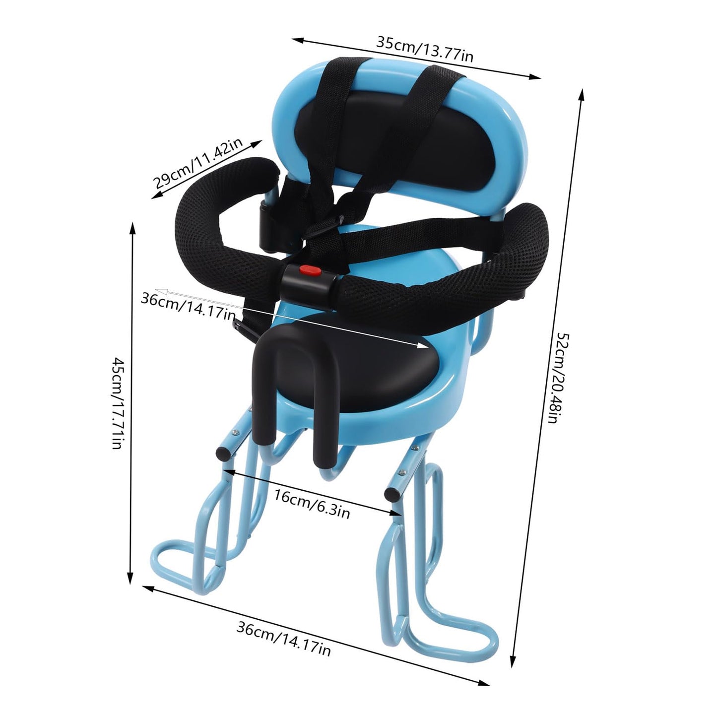 Kids Bike Seat Rear Mount Baby Bicycle Seat Cushion with Safety Belt & Footrest Brackets & U-shaped Guardrails,Toddler Child Saddle Seat Rear Safety Carrier Seat for Folding Bike,Mountain Bike (Blue)