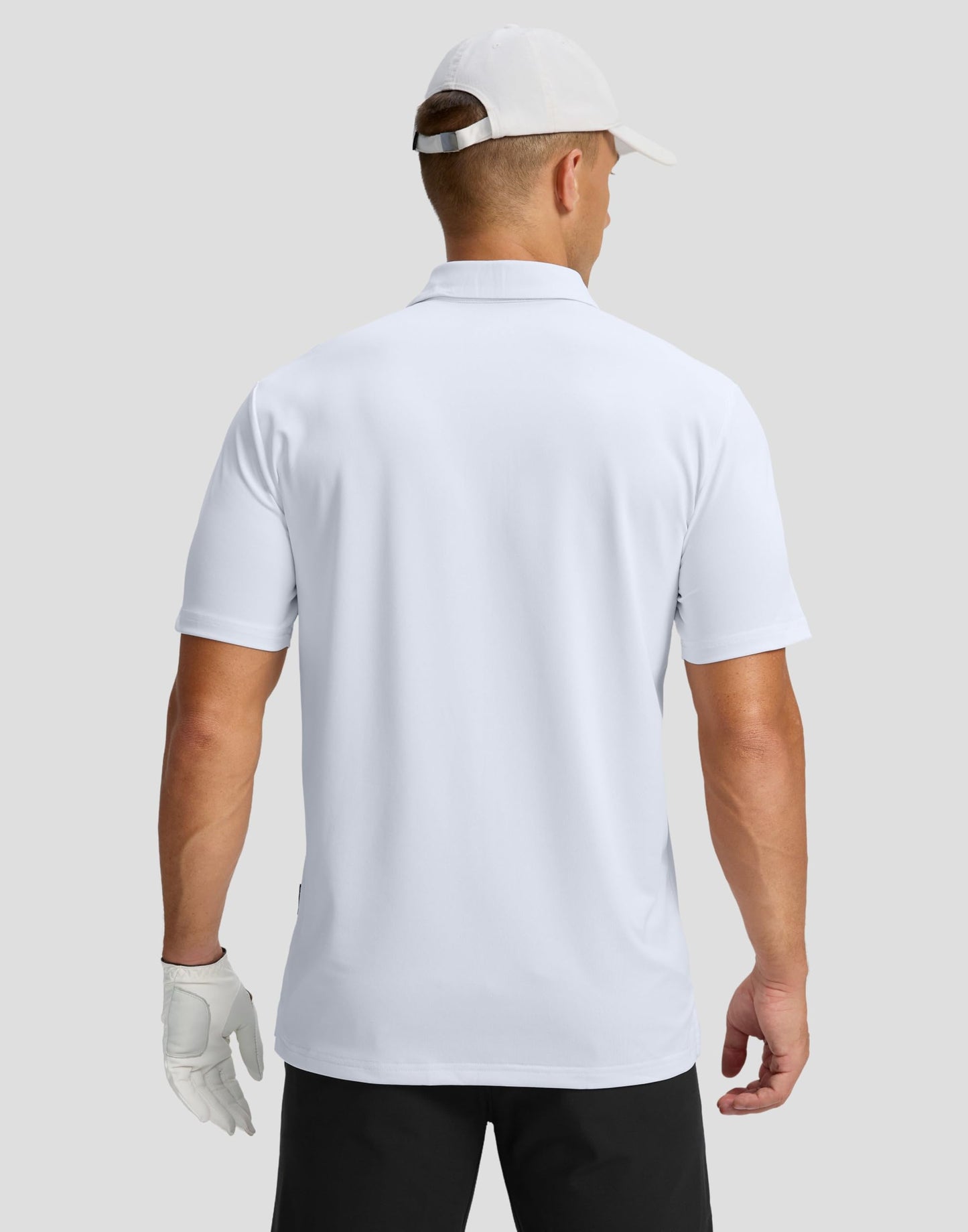 Men's Golf Shirts Dry Fit Moisture Wicking Performance Short Sleeve Collared Polo Shirts for Casual Tennis Bussiness (White Leaves, XXXL)