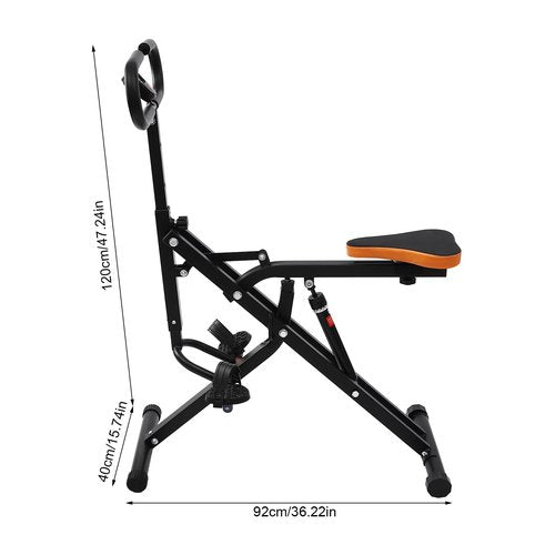 Squat Assist Trainer, Adjustable Squat Machine Trainer Rowing Machine, Foldable Ride & Rowing Machine with LCD Display, 264LBS Loading Capacity for Glutes & Legs Workout, Black