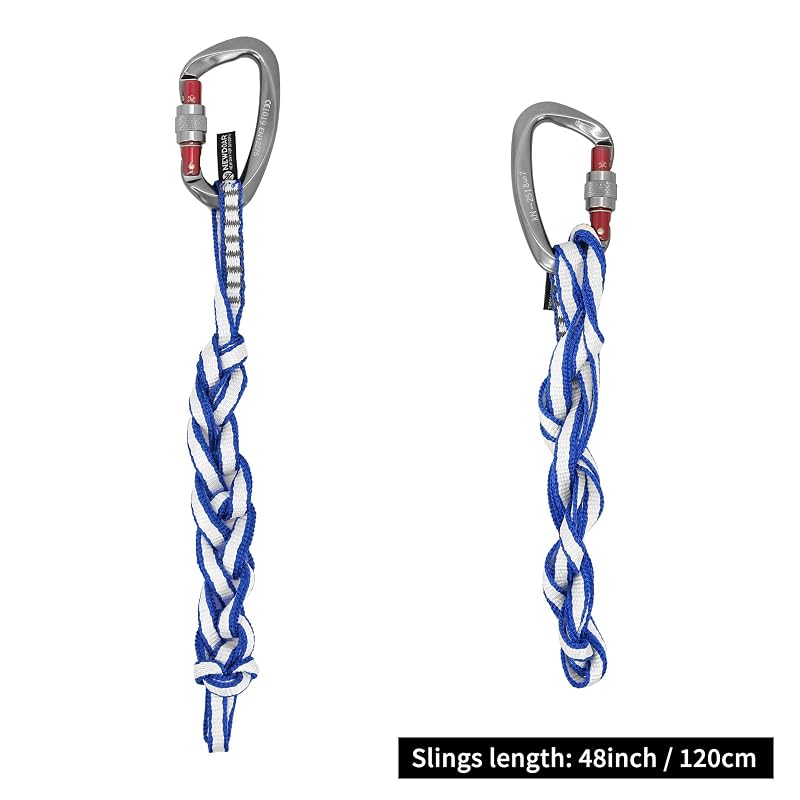 Climbing Sling 10mm Dyneema Sling Runner, 22kN - 60cm Blue (3pcs) for Anchors & Rappelling