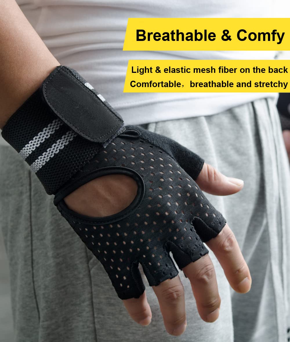 SUJAYU Workout Gloves for Men Workout Gloves Women, Weight Lifting Gloves Gym Gloves for Men, Exercise Gloves Work Out Gloves Weightlifting Gloves Gym Accessories for Men (Blue, L)
