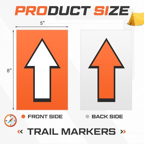 Humyoun 150 Pcs Racing Course Trail Marker Arrow Sticker Directional Signs Floor Markers Flashing Signs for Outdoor Camping Hiking Hunting Driving, 8 x5