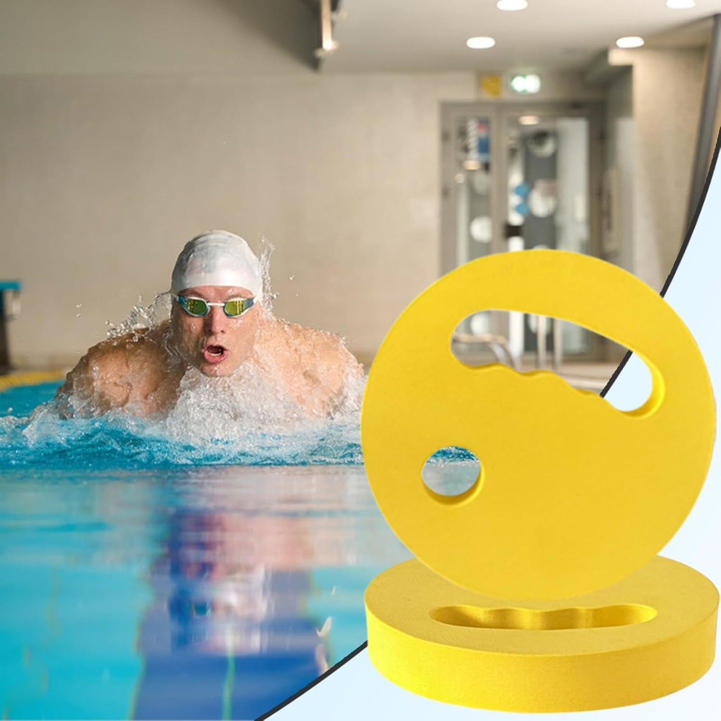 18x3 Cm 2 Pieces Water Exercise Discs EVA Floating Aqua Training Disc Pool Workouts Aid with Ergonomic Grip for Adults Swimming Beginners Teens Women Boys Men