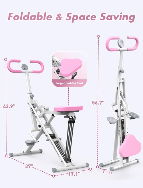 Sportsroyals Squat Machine for Home,Rodeo Core Exercise Machine,330lbs Foldable,Adjustable 4 Resistance Bands,Ride & Rowing Machine for Botty Glutes Butt Thighs,Ab Back/Leg Press Hip Thrust