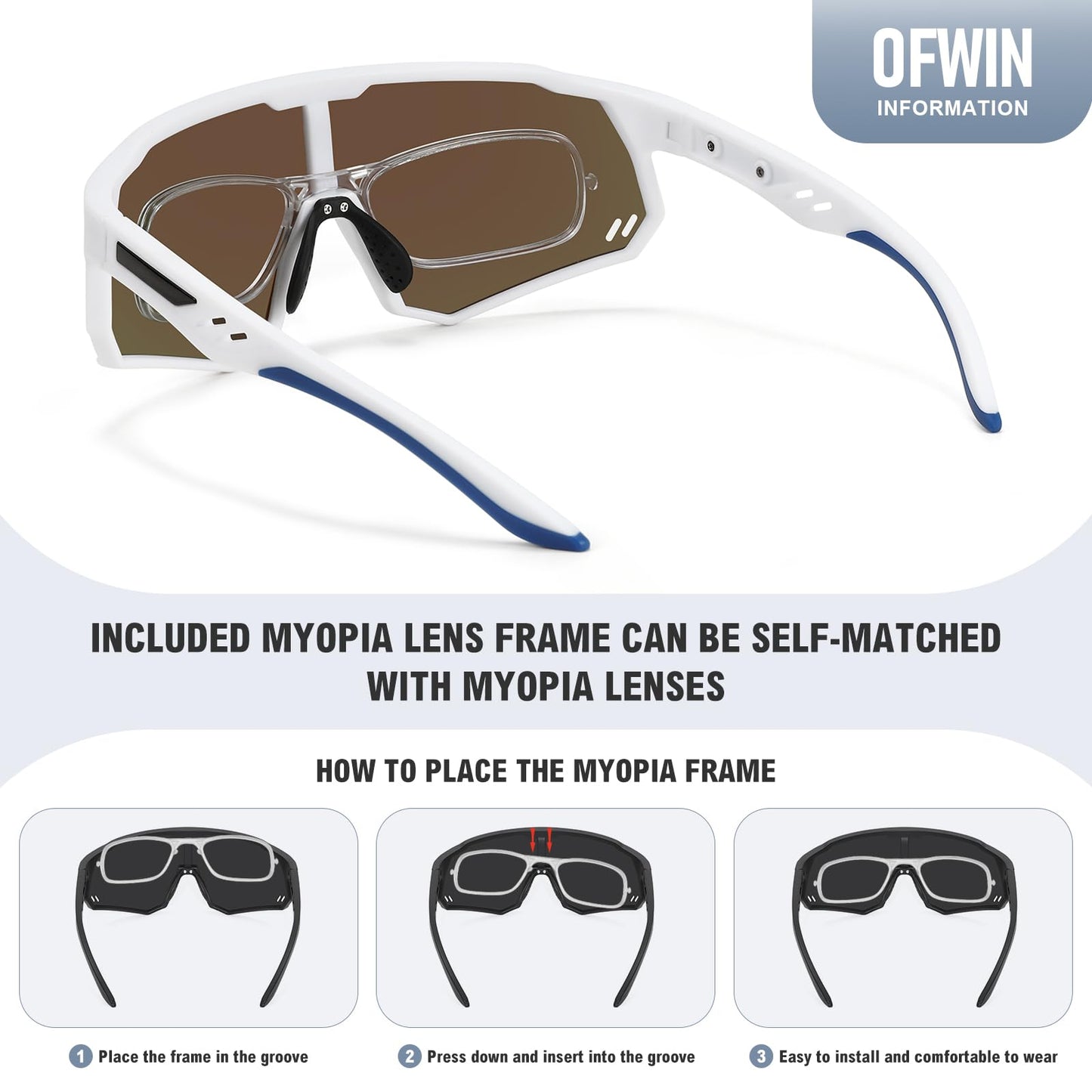 Ofwin Polarized Sports Sunglasses for Men Women Wrap Around Cycling Running Sun Glasses UV400 Protection