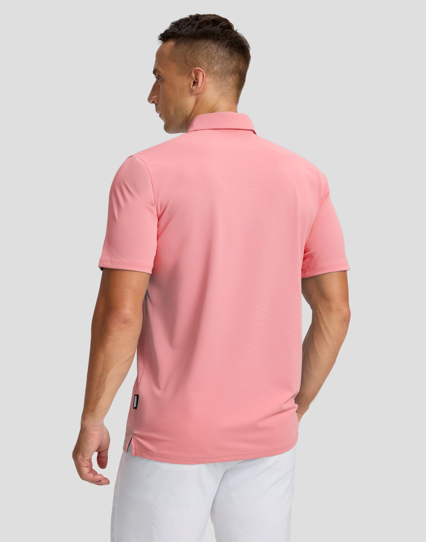 Men's Golf Polo Shirts Dry Fit Short Sleeve Shirt, Pink, S