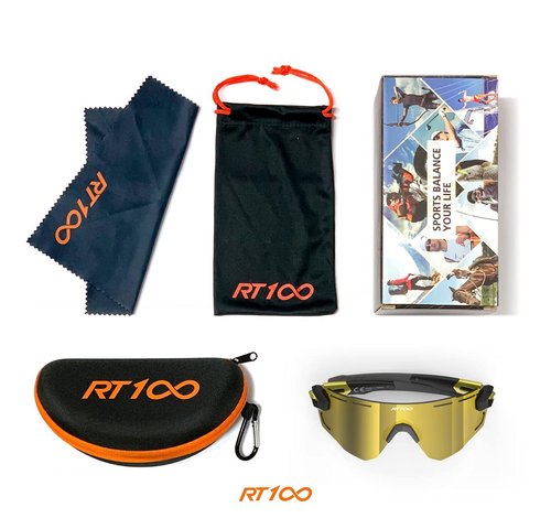 RT100 wrap around frameless Cycling Triathlon Volleyball Gold Sunglasses Women Men