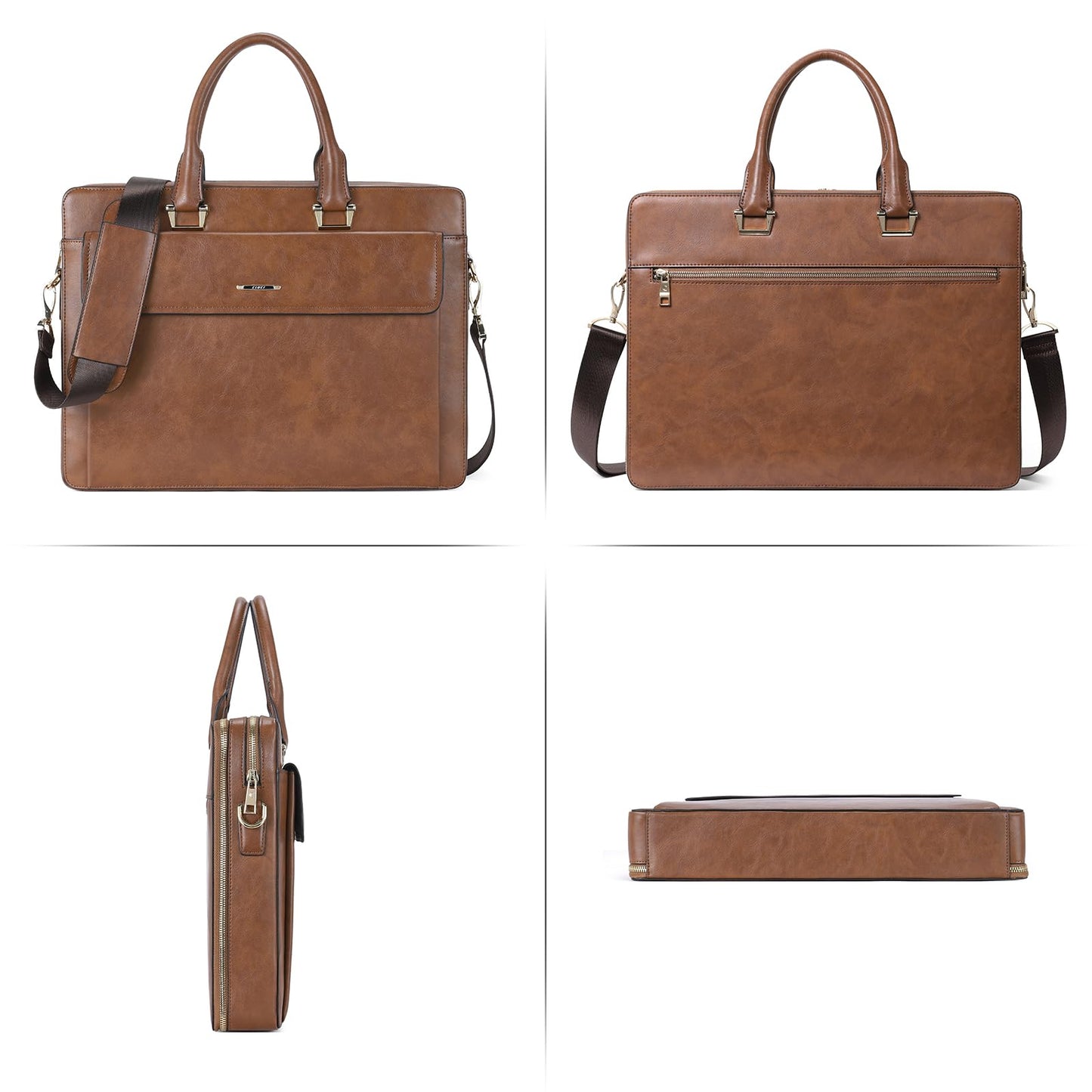 CLUCI Women Leather Briefcases Slim Large Business 15.6 Inch Laptop Vintage Shoulder Bag for Men