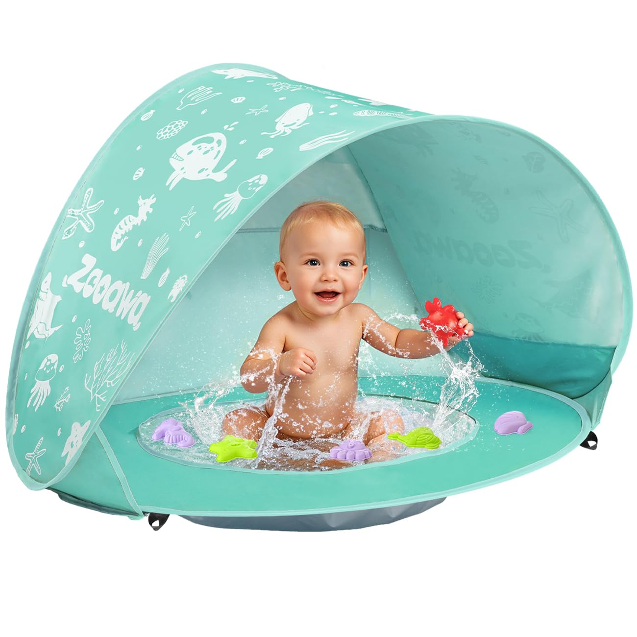 Zooawa Baby Beach Tent with Pool, Pop Up Beach Tent Sun Shade for Infant