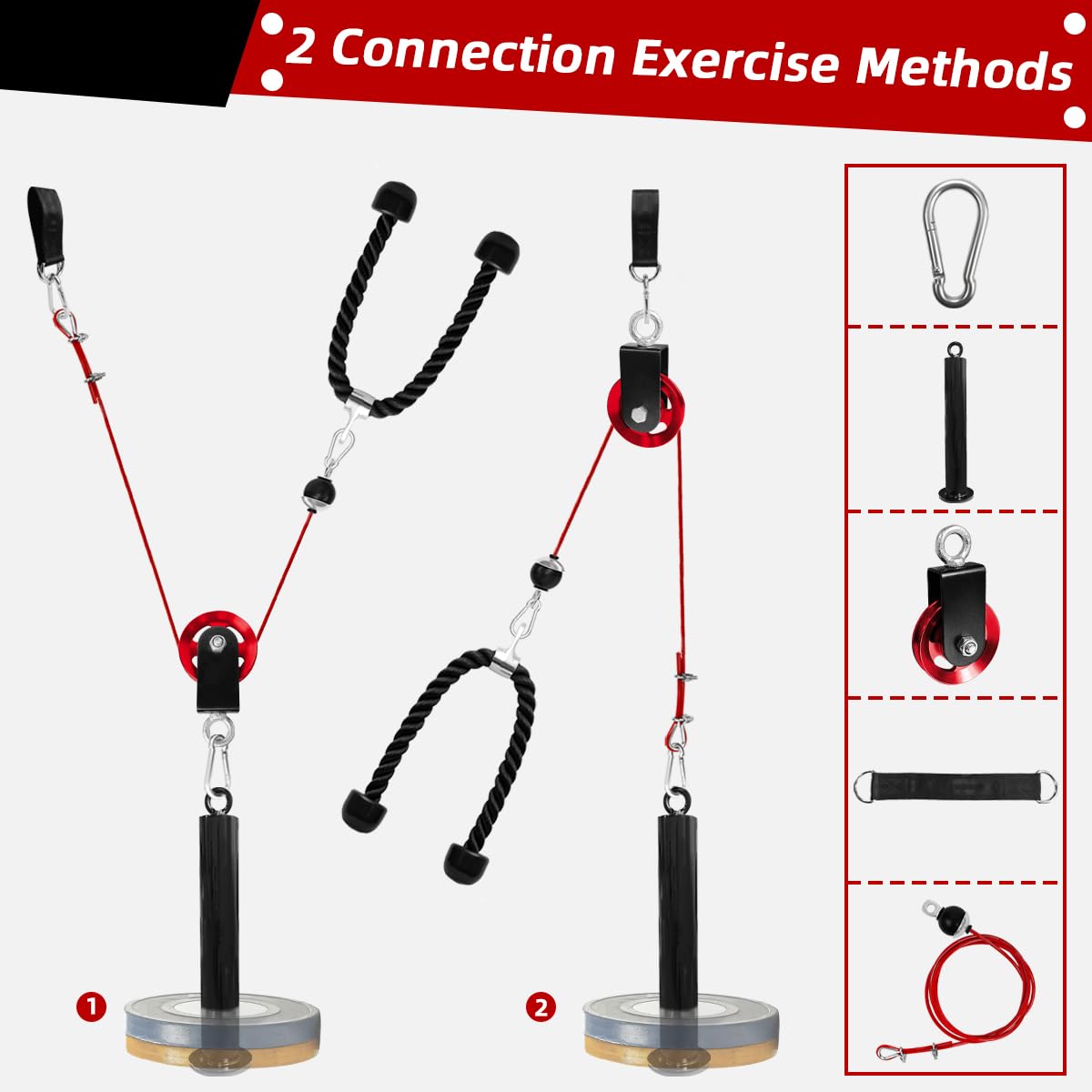 SUNMEG LAT Pulldown and Lift Weight Pulley System Cable Machine Fit Olympic 2 inch Attachments for Triceps Pull Down, Biceps Curl, Back, Forearm, Shoulder Home Gym Muscle Training Equipment