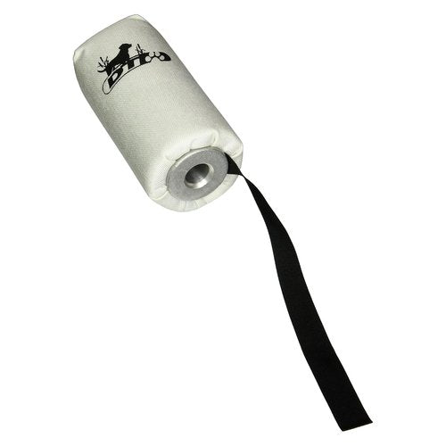 DT Systems Super Pro 6" Nylon Floating Scent-Holding Hunting Dog Training Dummy for Super Pro Launcher, White/Black Streamer