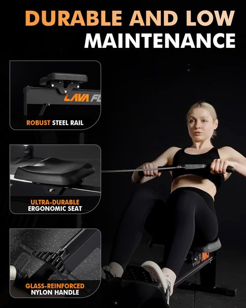 GMWD Rowing Machine for Home - Adjustable Air-Resistance Rower with Digital Exercise Monitor, Device Holder & Bench | Compact Rower Machine for Easy Storage