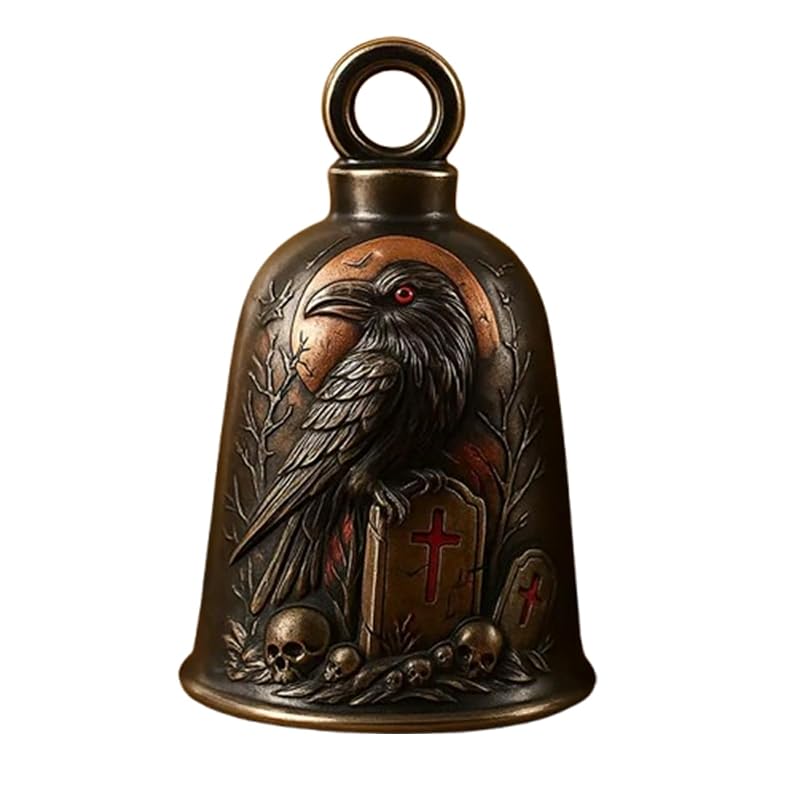 Blood Moon Cemetery Crow Motorcycle Guardian Bell 3D Skull & Crow