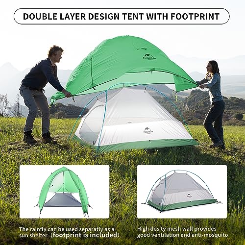 Naturehike Cloud-Up 1 Person Tent, Lightweight Backpacking Tents for One Man, Waterproof Ultralight One Person Tent for Camping Hiking Backpacking