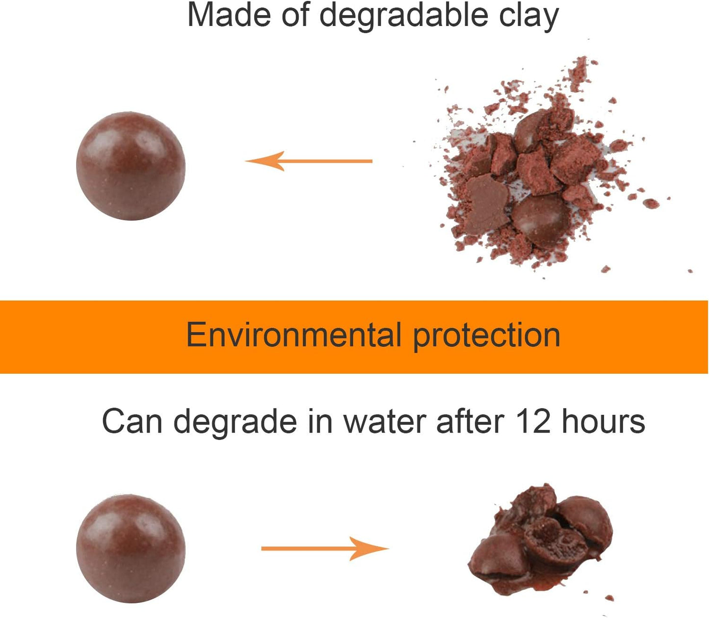 1500 Pieces Diameter 3/8" Slingshot Ammo Biodegradable Hard Clay Ball.