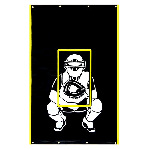 VANTA SPORTS 4'x6' Vinyl Backstop with Strike Zone and Catcher Image for Baseball/Softball, Batting Cage Backdrop and Net Saver