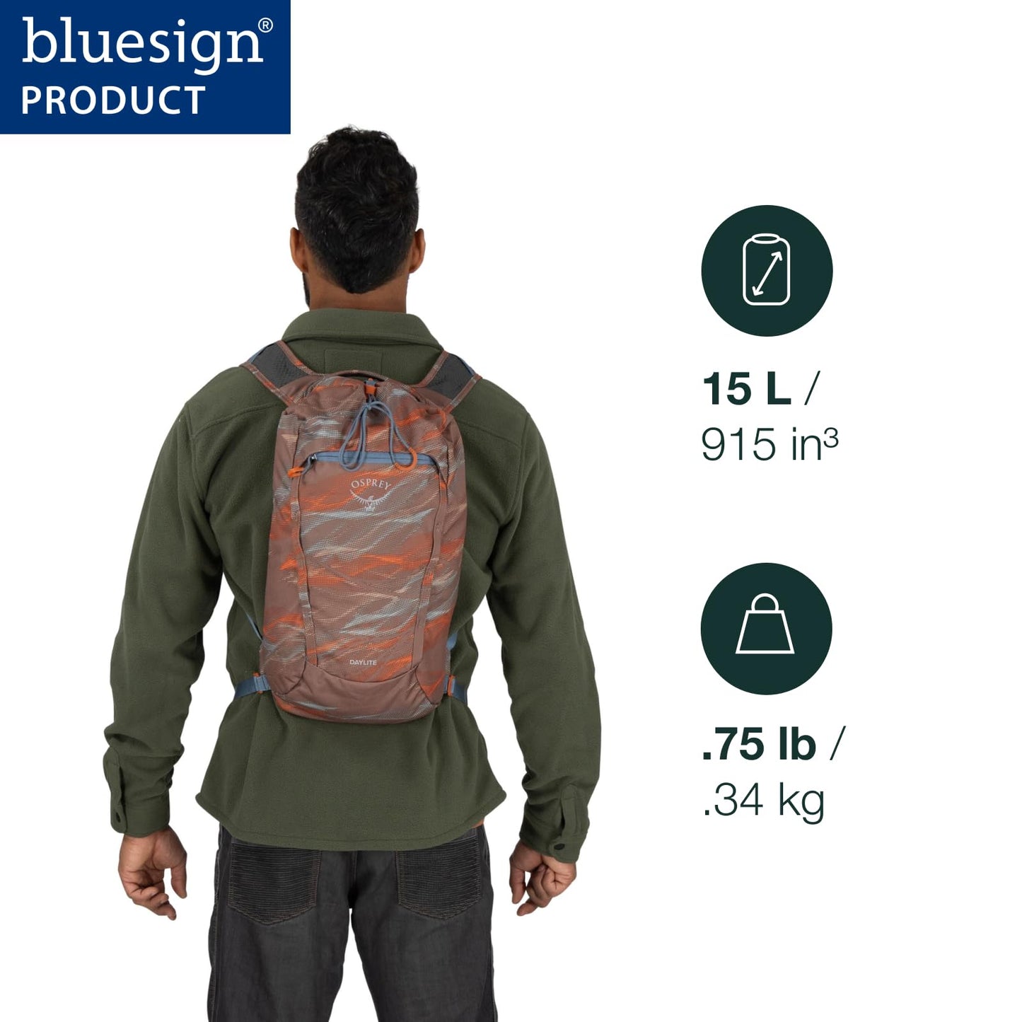 Osprey Daylite Cinch Backpack - Lightweight Travel Bag for Hikes, Festivals, and Everyda, Glow Dew/Multi