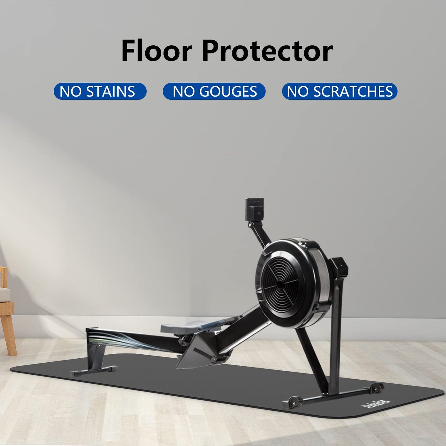JISHAHS Universal Indoor Rowing Machine Mat- 8.5 x 2.3 FT Exercise Equipment Mat for Concept 2, Nordictrac, Peloton, Sunny, Hydrow, YOSUDA, MERACH etc. Extra Long Non-Slip and Waterproof, Under Rower Floors Protection