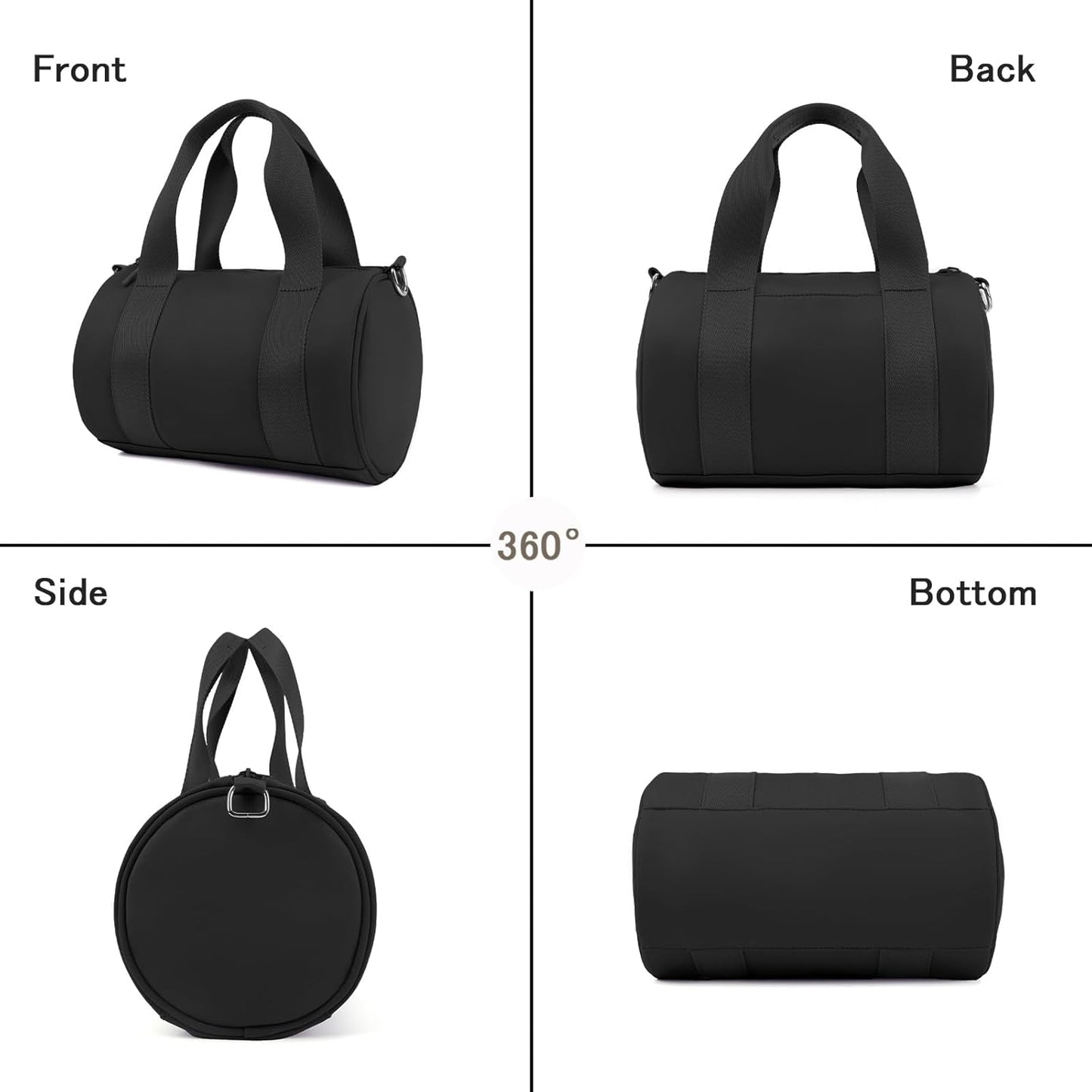 IBEE Small Gym Bag for Women Mini Duffel Bag for Travel Waterproof Workout Crossbody Bags Elastic Fabric Barrel Purse for Sports Fitness Yoga Cute Lightweight