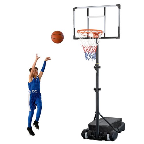Basketball Hoop Portable with 33 inch PC Backboard, 4.82-8.53ft Adjustable Basketball Goals with Sandbag Outdoor Indoor Pool