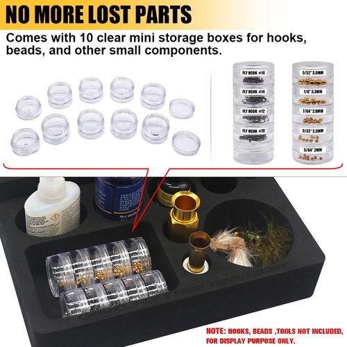 LURELINK Fly Tying Tool Caddy Organizer-Essential for Fly Tying Stations & Fishing Tool Organizer, Holds 20 Thread Spools with 10 Accessory Boxes