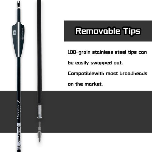 BOWSOUL 31Inch Carbon Arrows for Target Practice Hunting Arrow with Removable Tips for Compound & Recurve Bow(Pack of 12) (Black White)