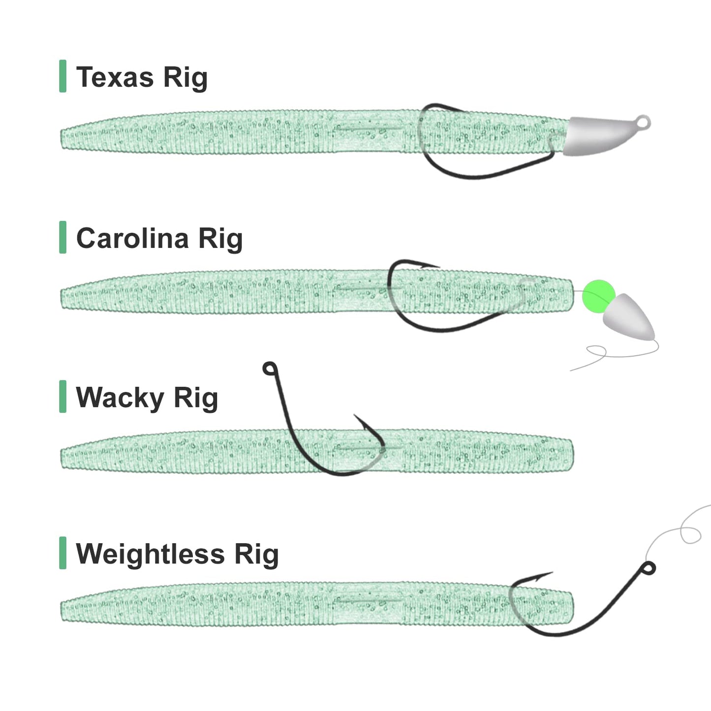 SANTKOL Senko Wacky Worms - Soft Plastic Lures, 30pcs Rubber Worms, 4-5 inches for Bass Freshwater & Saltwater Fishing