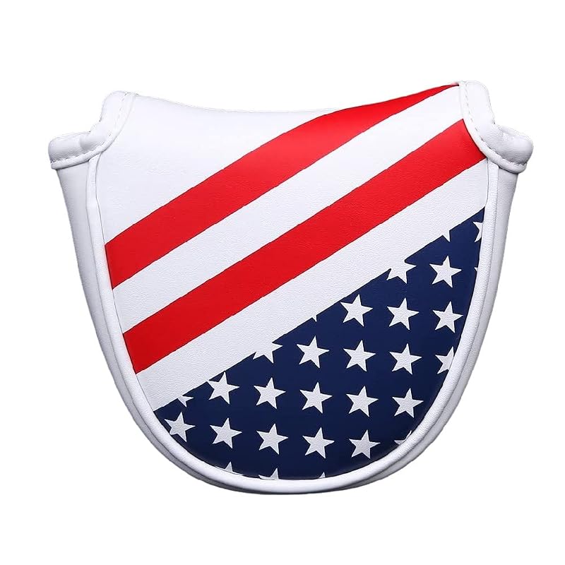 US Flag Mallet Putter Headcover - Magnetic PU Leather Golf Club Cover for Scotty Cameron X5, Odyssey & Titleist Putters
