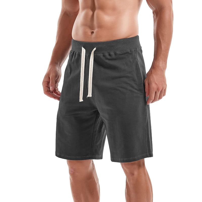 Mens Casual Cotton Sweat Shorts with Pockets - Anchor Gray, Large (AMY COULEE)