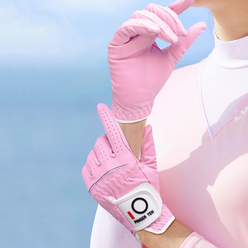 FINGER TEN Golf Gloves Womens Ladies 1 Pack Glove Left Hand for Right Handed Golfer, Wet Hot Cool Rain Grip Weathersof All Weather, Fit Small Medium Large XL (Pink, Medium(Worn On Left Hand))