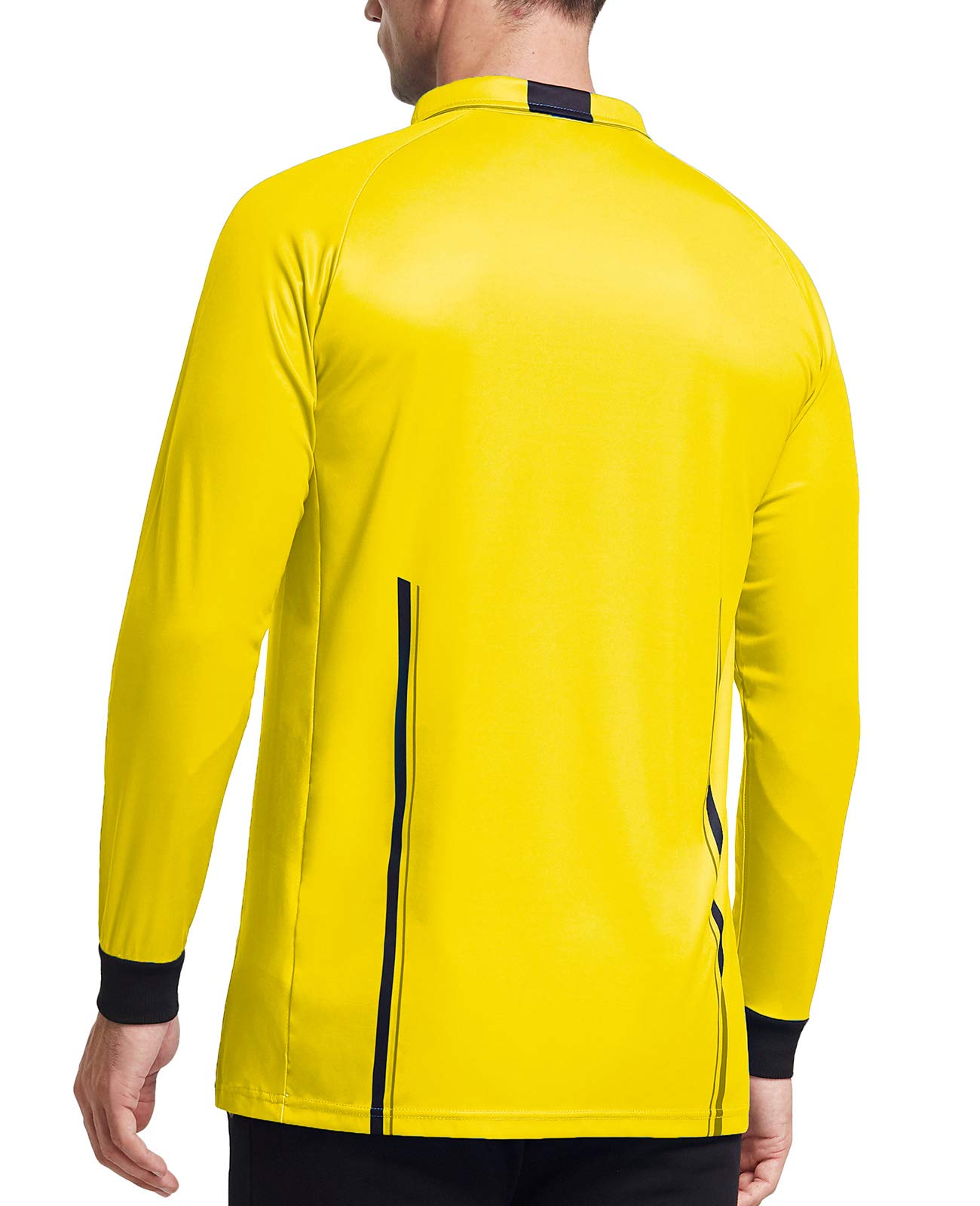 FitsT4 Sports Men's Pro Soccer Referee Jersey Long Sleeve Ref Shirt Yellow Large