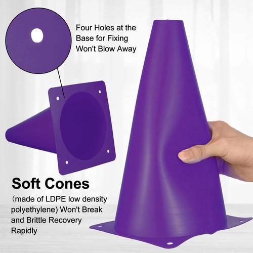30 Pieces 9 Inch Traffic Cones Plastic Sport Agility Training Safety Cones Soccer Practice Equipment for Basketball Football Drills Exercise, Outdoor Activity and Events(Multicolor)