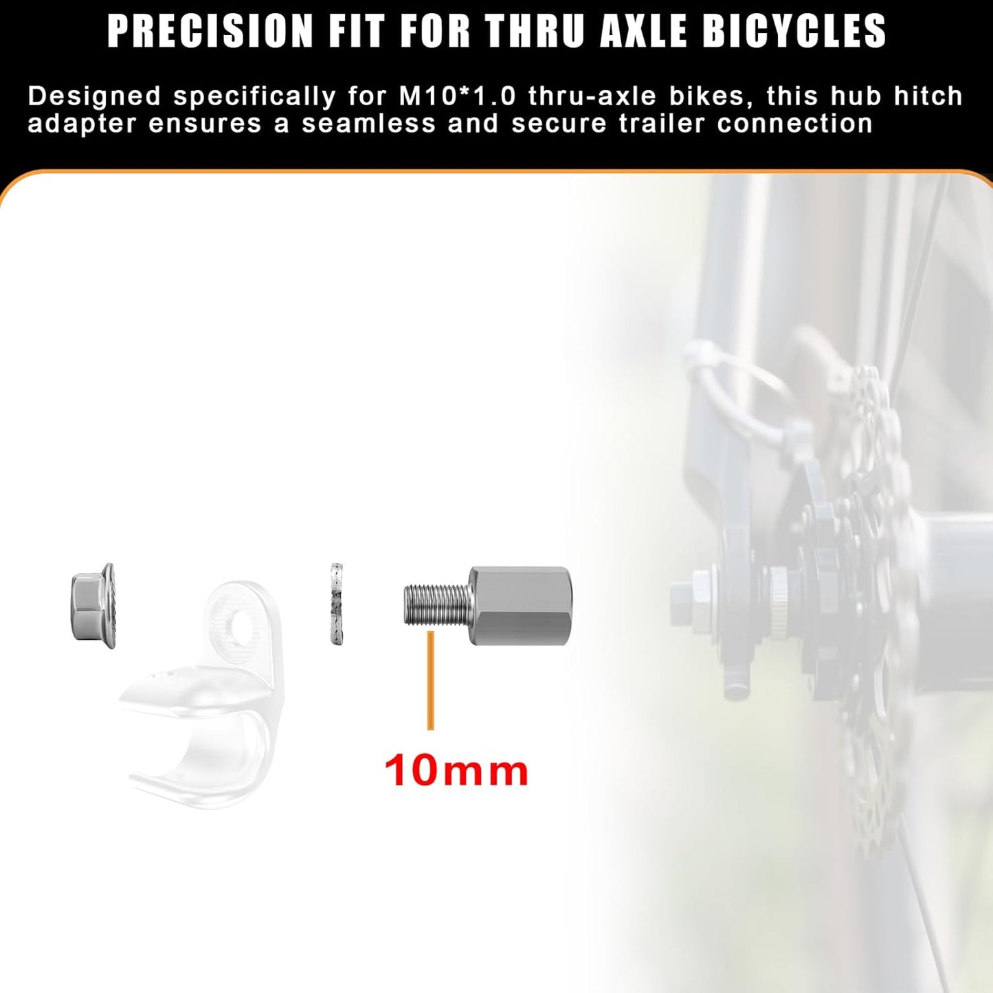 Jingzan 2 Set Bicycle Hub Hitch Adapter, M10*1.0 Thru Axle Adapter, 304 Stainless Steel Universal Bicycle Trailer Coupling Connector for Cargo, Pet & Trailers