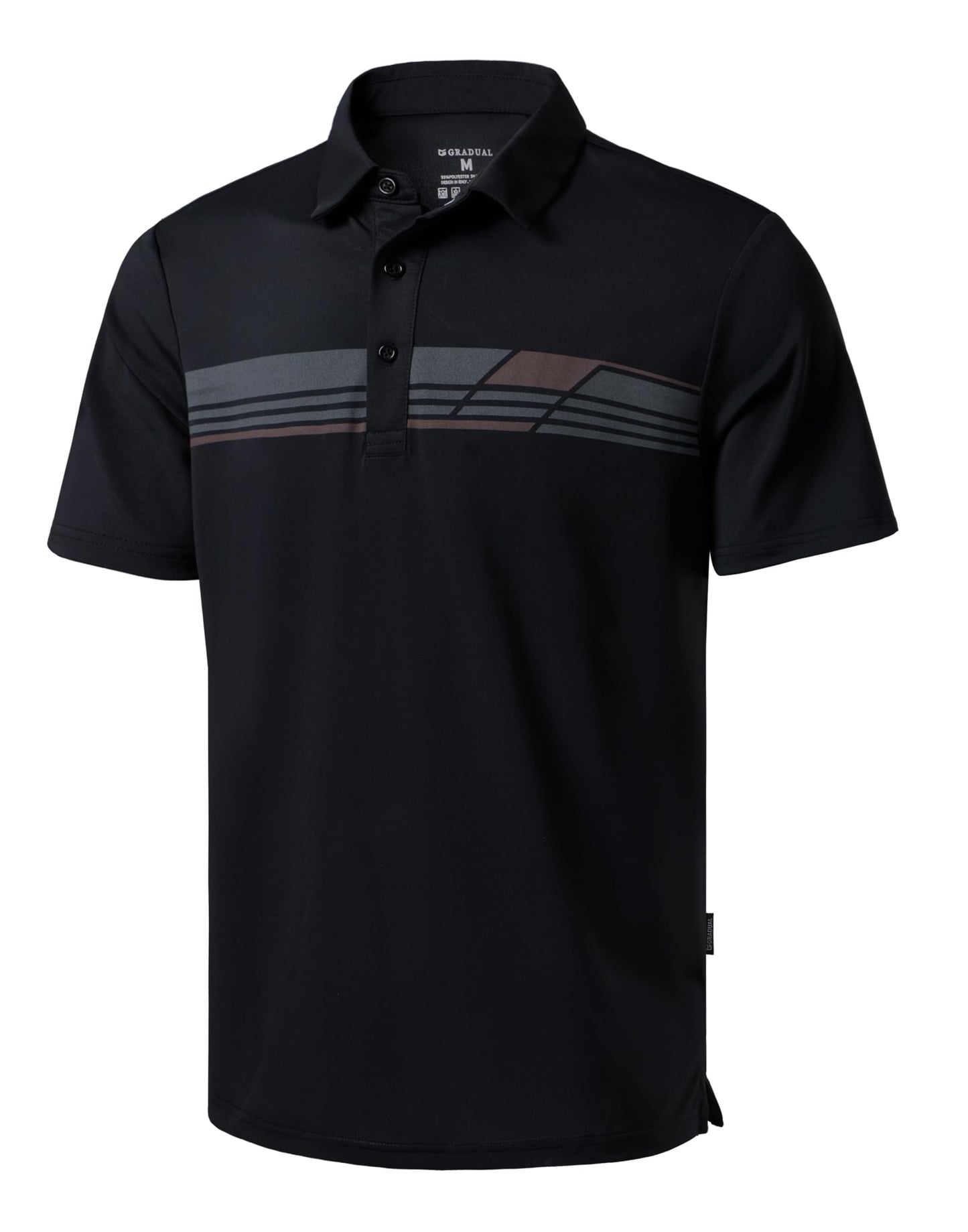 Men's Golf Shirts Dry Fit Moisture Wicking Performance Short Sleeve Collared Polo Shirts for Casual Tennis Bussiness (Black Parallelogram, S)