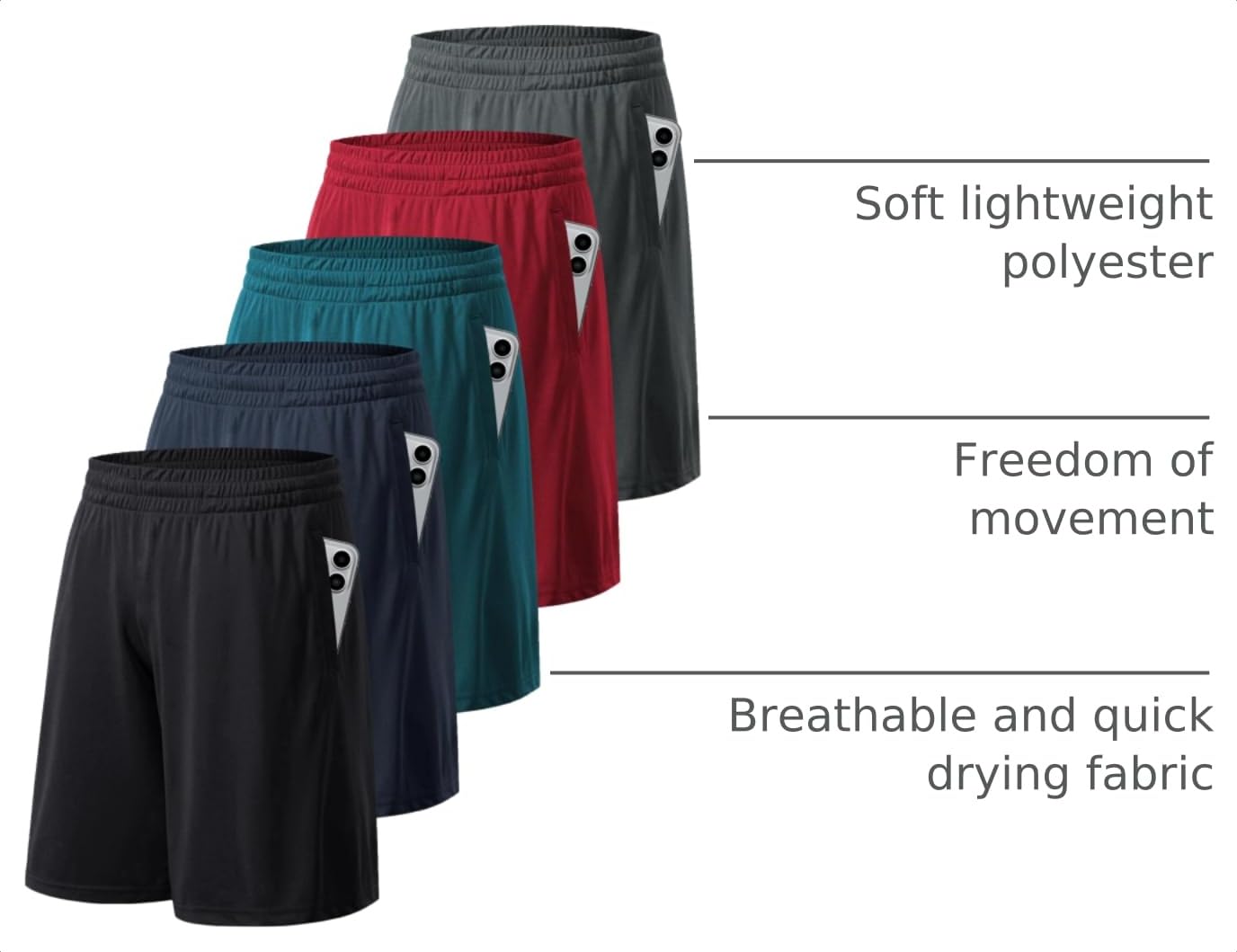 MLYENX Mens 4-6 Pack Workout Gym Shorts Quick Dry Lightweight Athletic Basketball Running Shorts for Men with Pockets