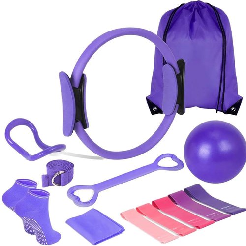 Pilates Essentials Kit for Women, 13-Piece Home Pilates Kit with Pilates Ring, Exercise Ball & Resistance Bands, Full-Body Pilates Set for Home Workouts & Yoga Training