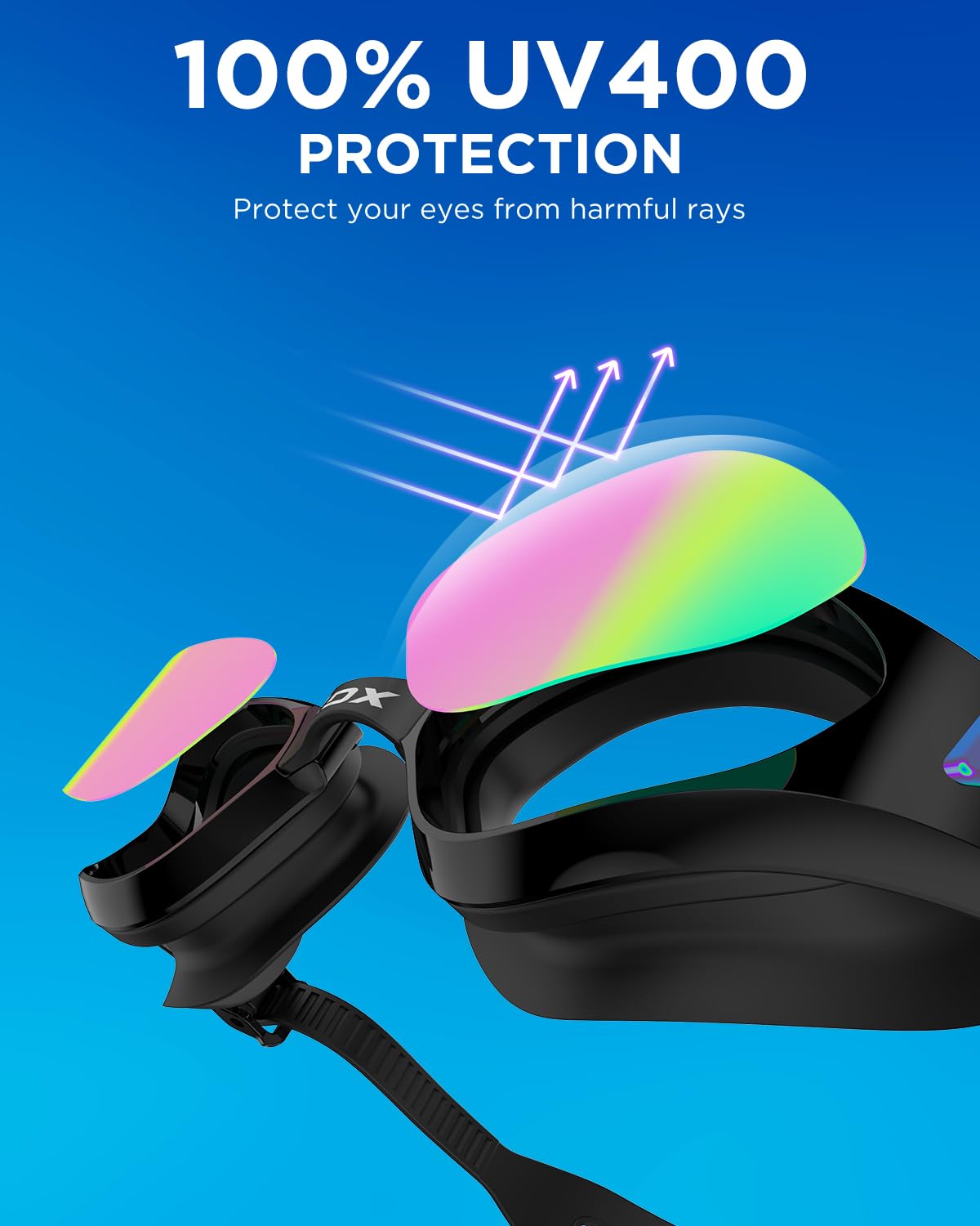 XDX Swim Goggles, Anti-Fog Pool Goggles with Detachable Lenses UV Protection Swimming Goggles for Youth Men Women,Bright Rose